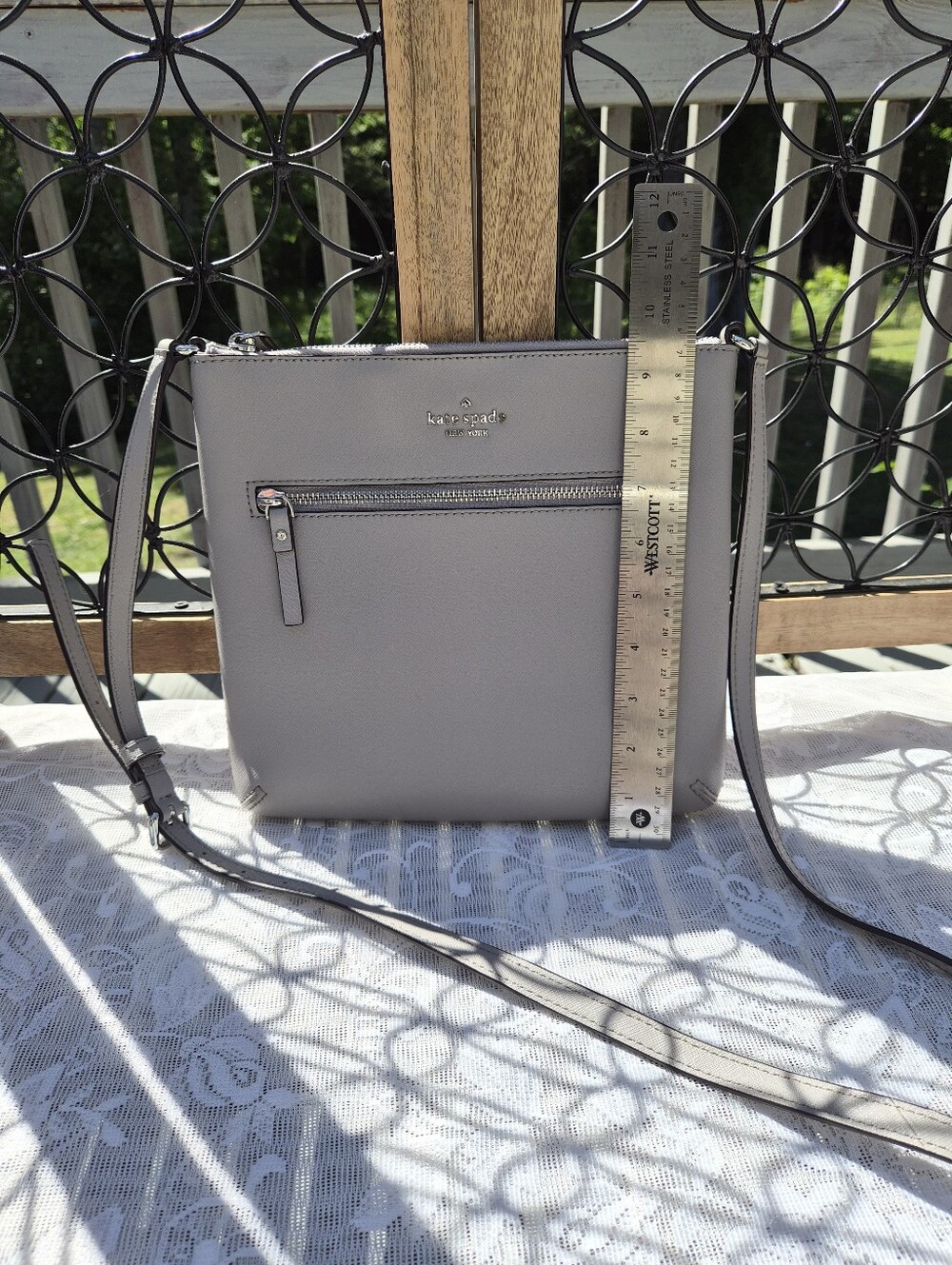 kate spade New York Grey Saffiano Leather Crossbody Bag - Picture 9 of 9